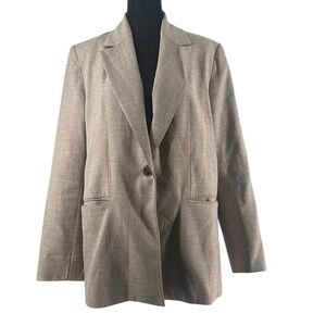 Zara Blazer beige neutral straight minimalist jacket career sz sm